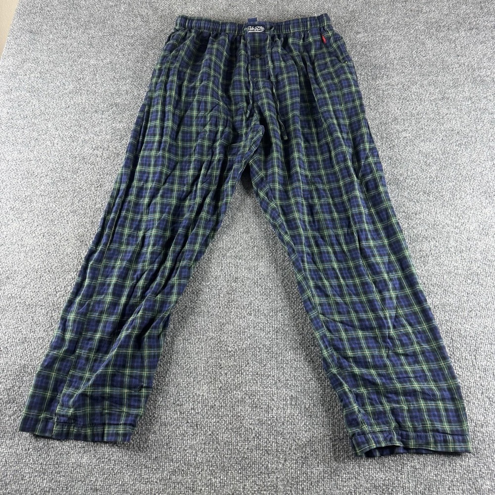 Polo Ralph Lauren Pajama Pants Mens L Blue Plaid Flannel Elastic Waist Sleepwear